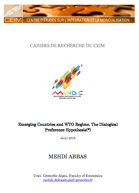 Emerging Countries and WTO Regime. The Dialogical Preference Hypothesis