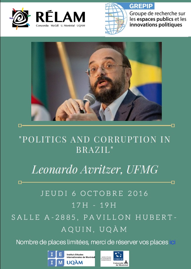 Conférence publique de Leonardo Avritzer : Politics and Corruption in Brazil