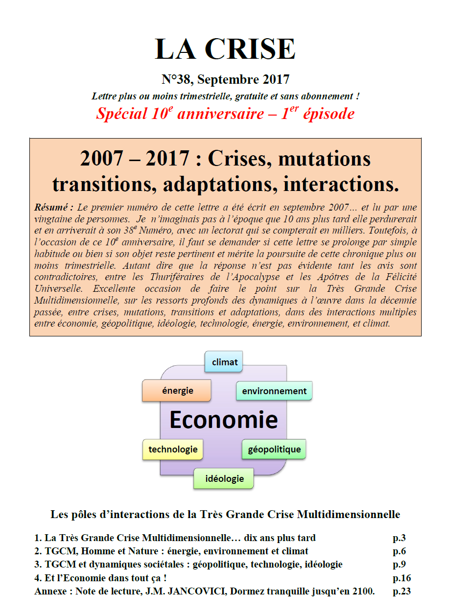 2007 – 2017 : Crises, mutations transitions, adaptations, interactions.