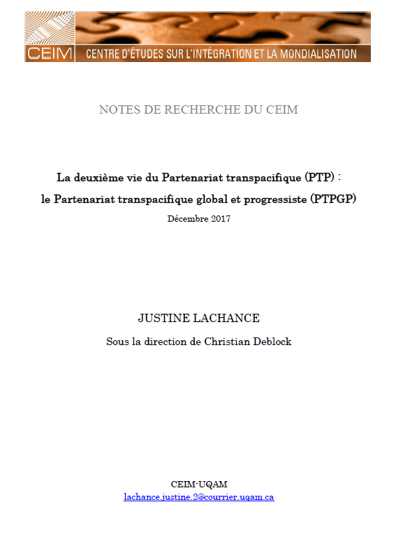 La deuxième vie du Partenariat transpacifique (PTP) 