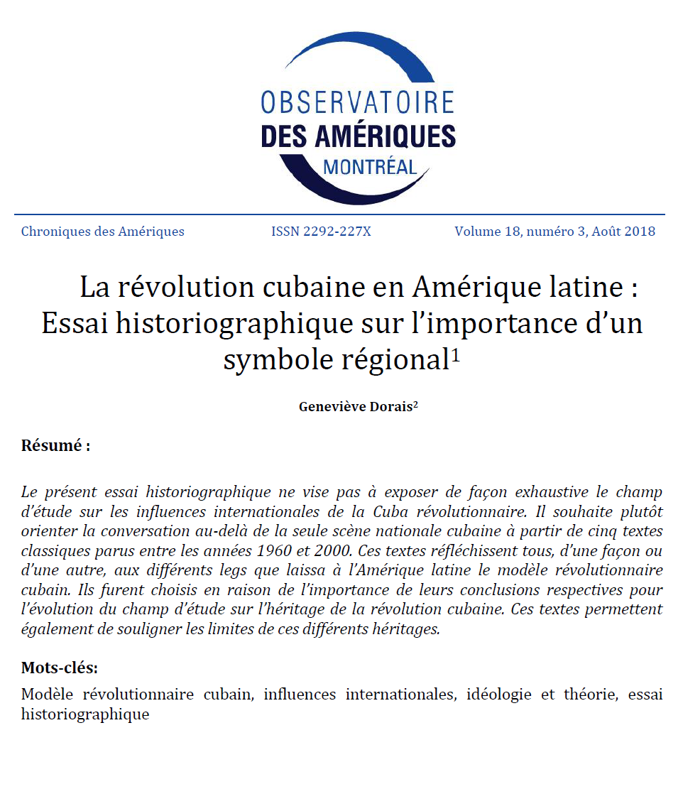 La révolution cubaine en Amérique latine : Essai historiographique sur l'importance d'un symbole régional