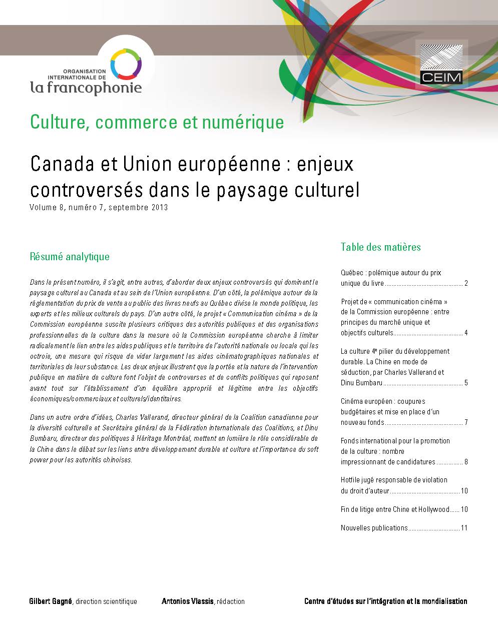 Canada et Union européenne : enjeux controversés dans le paysage culturel 