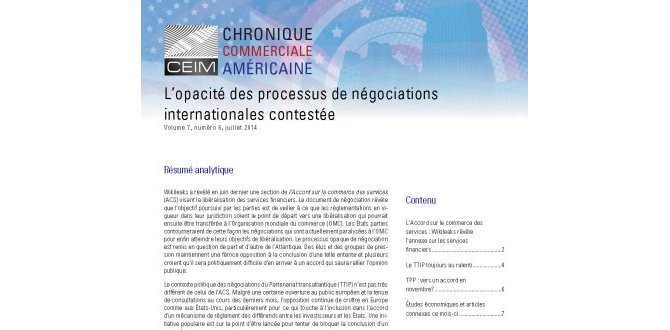 L'opacité des processus de négociations internationales contestée