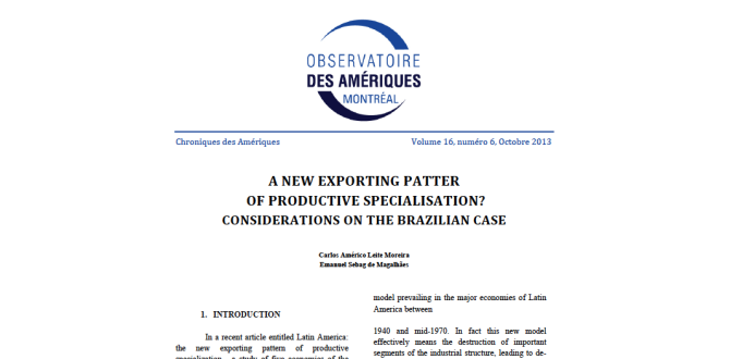 A new exporting pattern of productive specialisation ? Considerations on the (…)