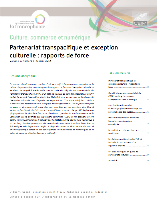 Partenariat transpacifique et exception culturelle : rapports de force