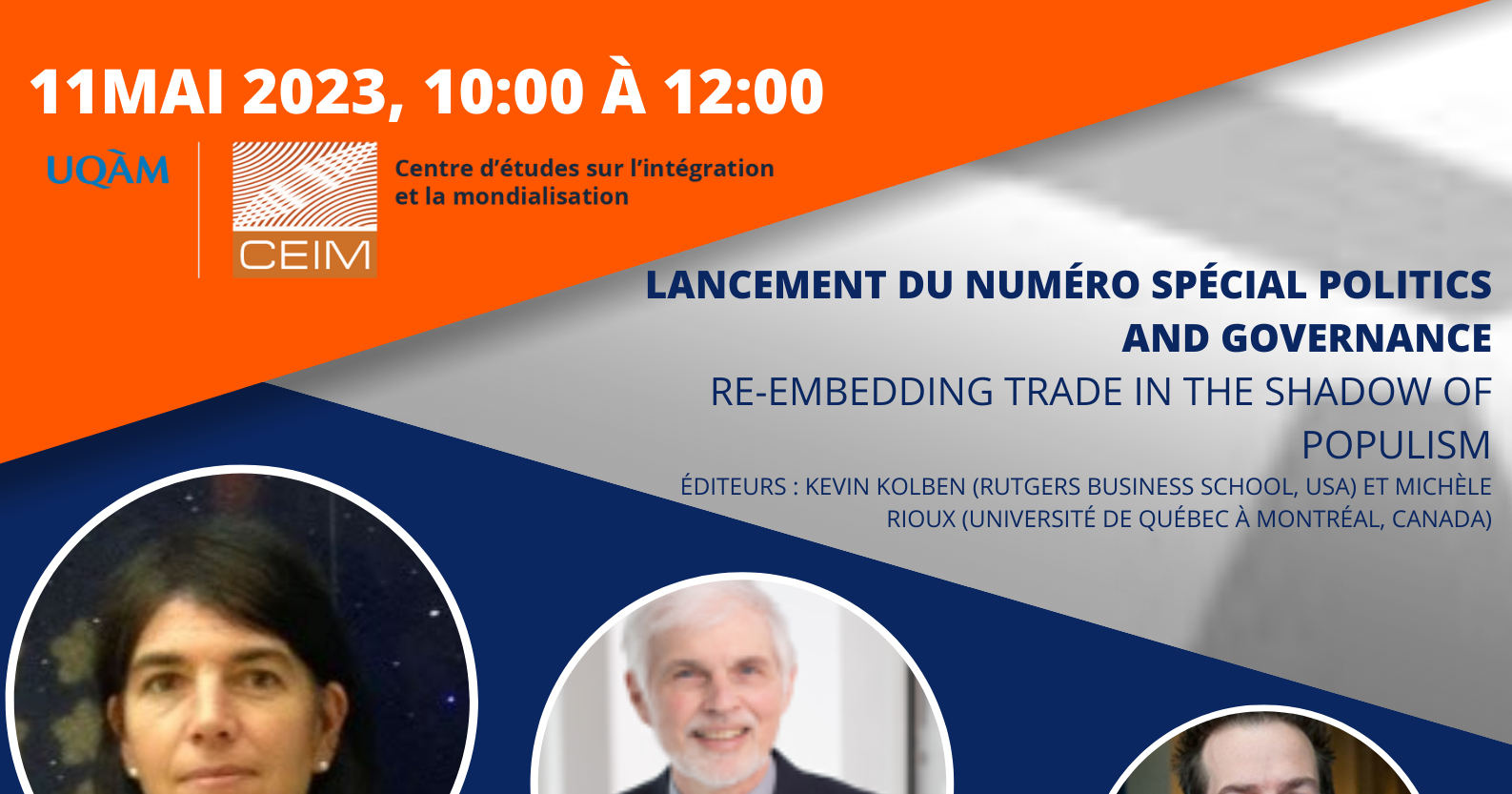 Lancement du numéro spécial Politics and Governance : RE-EMBEDDING TRADE IN THE SHADOW OF POPULISM