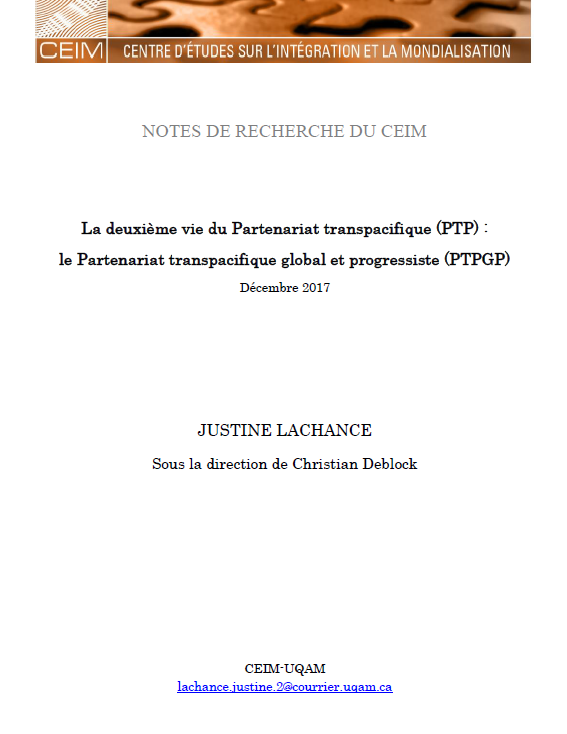 La deuxième vie du Partenariat transpacifique (PTP) 