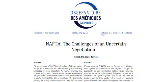NAFTA : The Challenges of an Uncertain Negotiation
