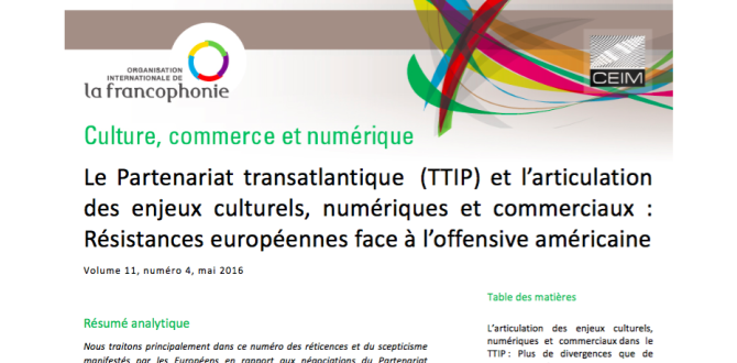 Le Partenariat transatlantique (TTIP) et l'articulation des enjeux (...)
