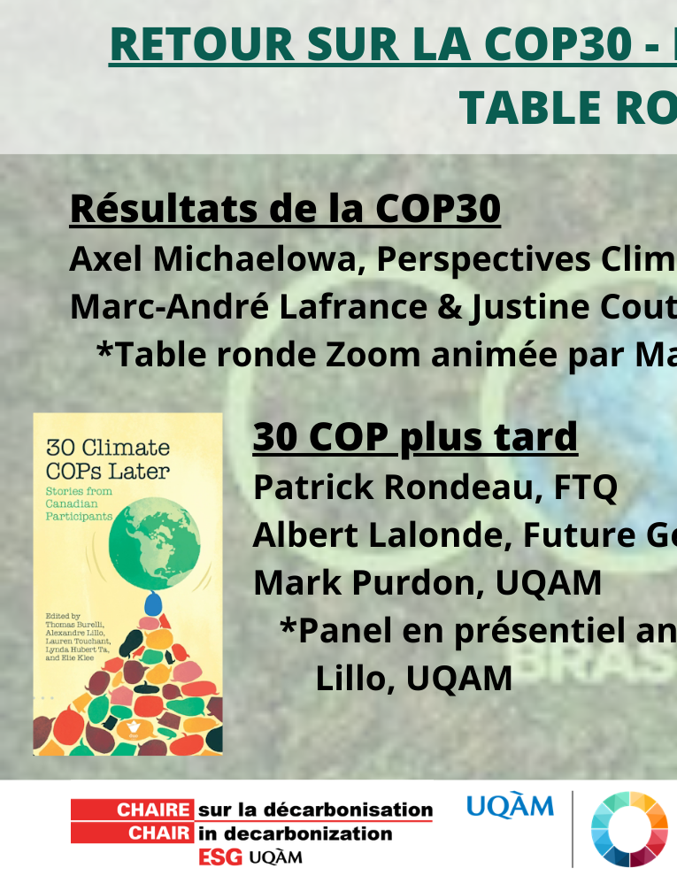 RETOUR SUR LA COP30 : ENJEUX DE GOUVERNANCE CLIMATIQUE