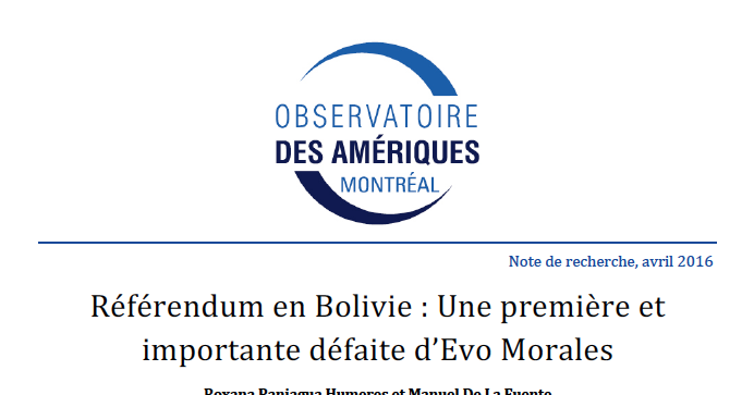 Référendum en Bolivie : Une première et importante défaite d'Evo Morales