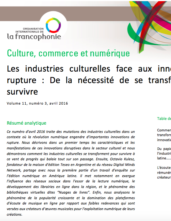 Les industries culturelles face aux innovations de rupture : De la nécessité de se transformer pour survivre