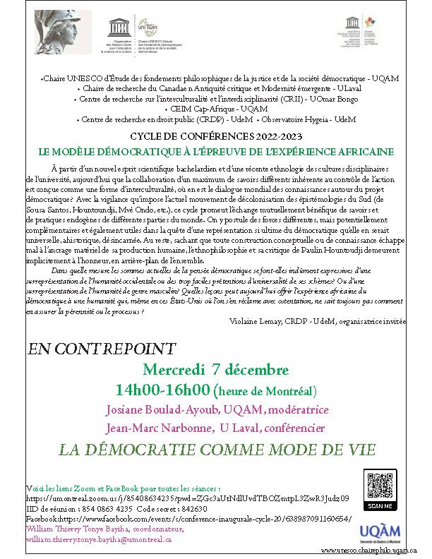 La démocratie comme mode de vie