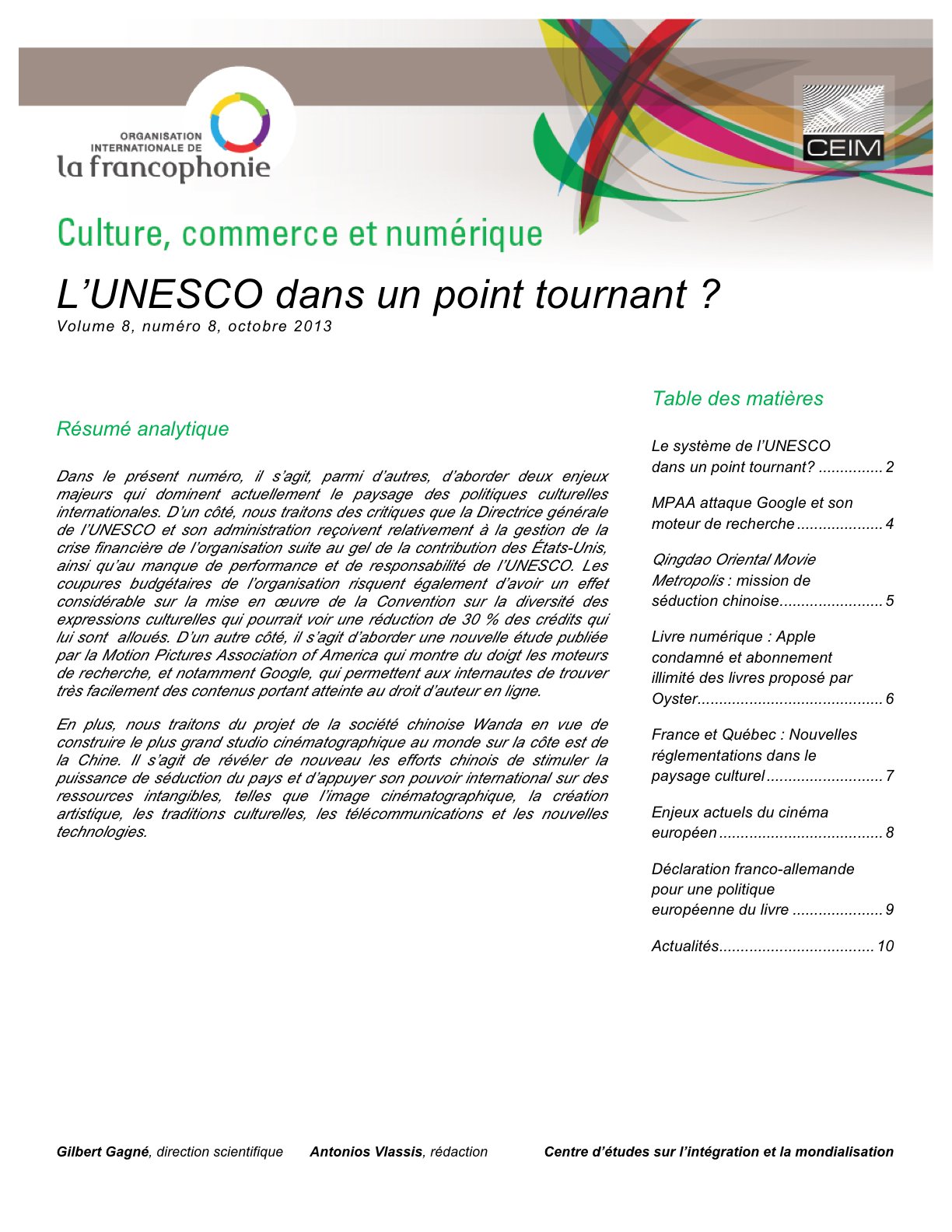 L'UNESCO dans un point tournant ? 