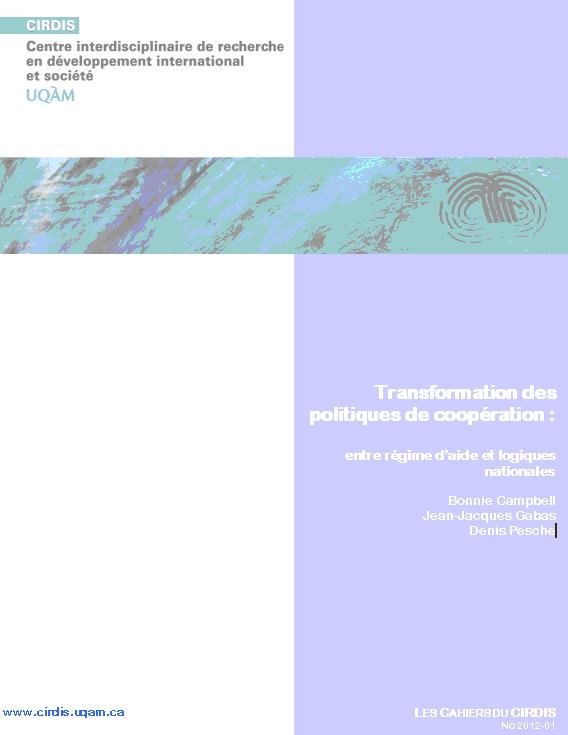 Transformation des politiques de coopération : entre régime d'aide et logiques nationales