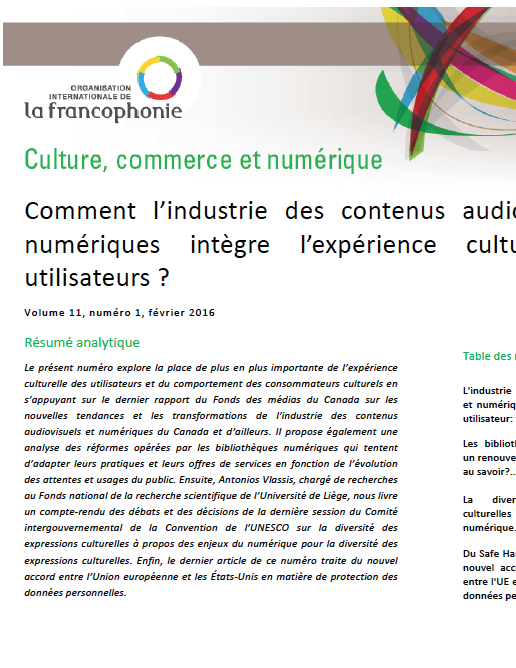 Comment l'industrie des contenus audiovisuels et numériques intègre l'expérience culturelle des utilisateurs ?