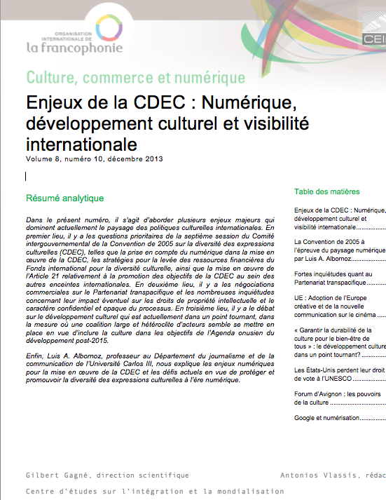 Enjeux de la CDEC : Numérique, développement culturel et visibilité internationale 