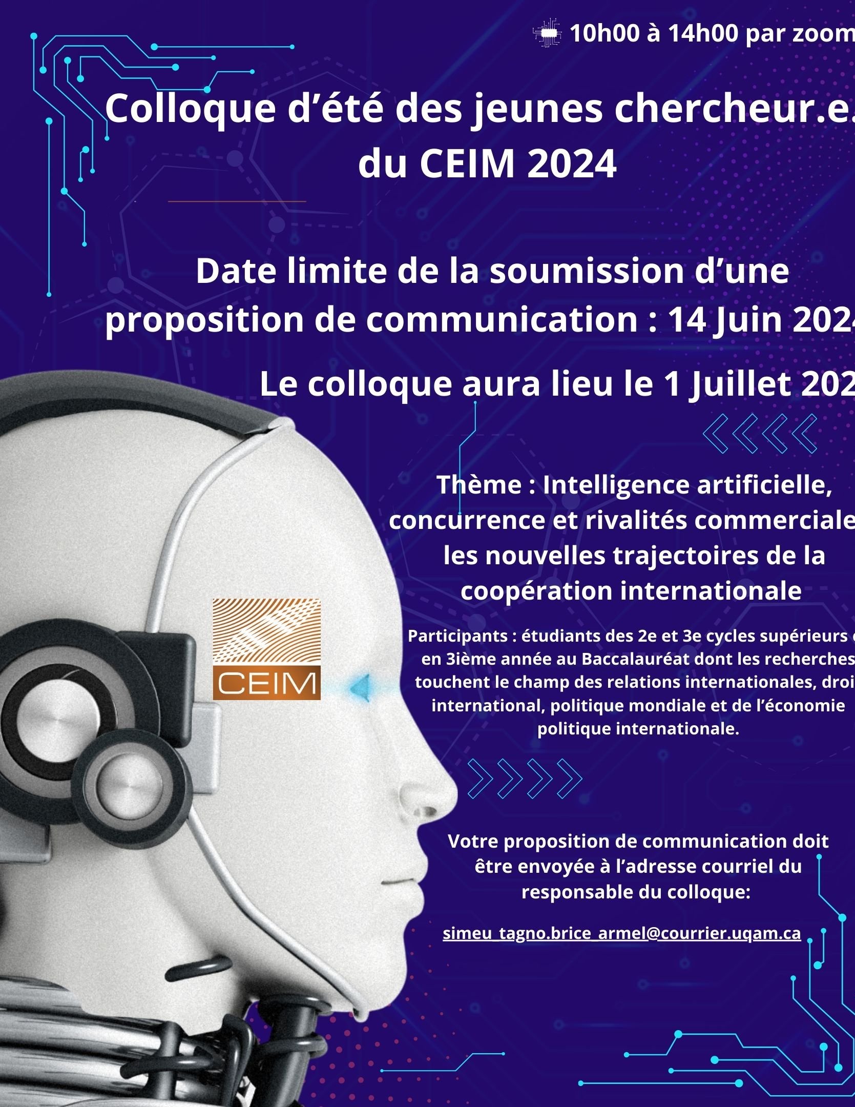 Thème : Intelligence artificielle, concurrence et rivalités commerciales : les nouvelles trajectoires de la coopération internationale