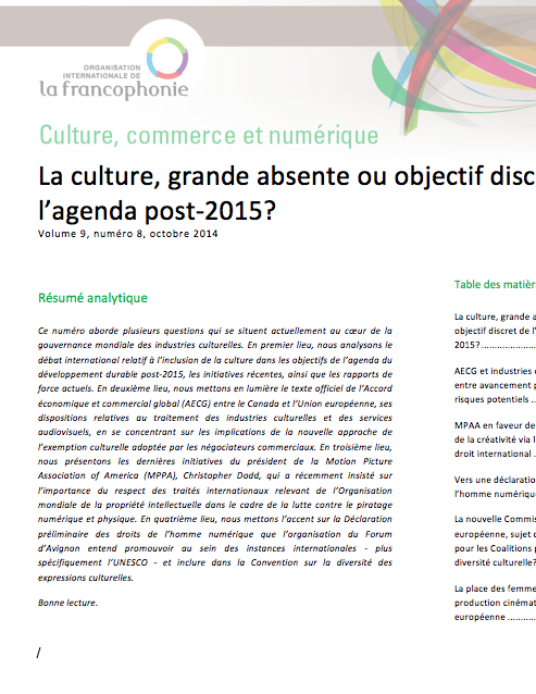 La culture, grande absente ou objectif discret de l'agenda post-2015 ?