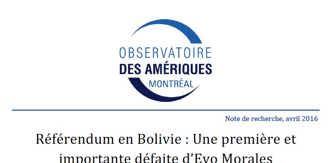 Référendum en Bolivie : Une première et importante défaite d'Evo Morales