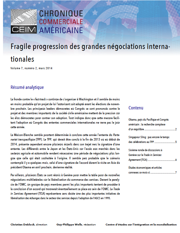 Fragile progression des grandes négociations internationales
