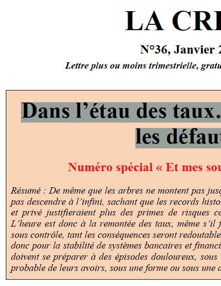 Dans l'étau des taux… en attendant les défauts !
