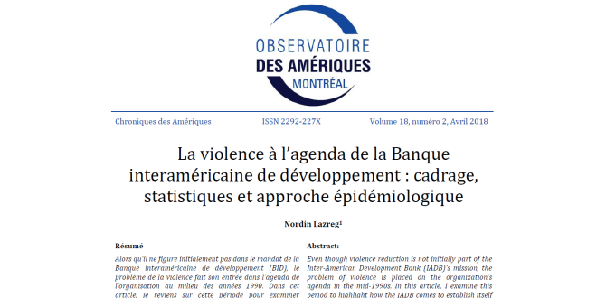 La violence à l'agenda de la Banque interaméricaine de développement : (…)