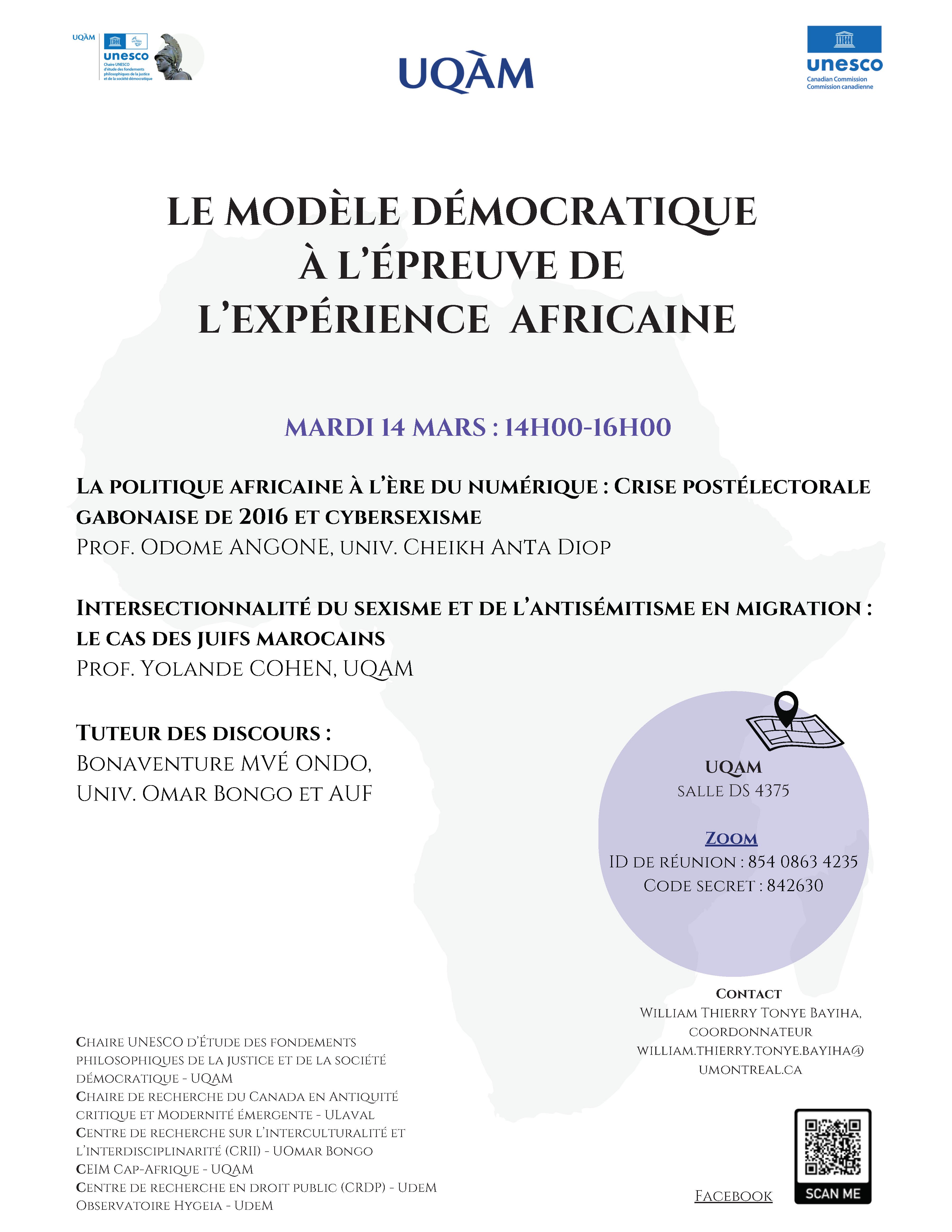 Conférences bi-modale le 14 mars de 14h00 à 16h00