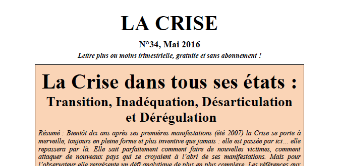 La Crise dans tous ses états : Transition, Inadéquation, Désarticulation et (…)