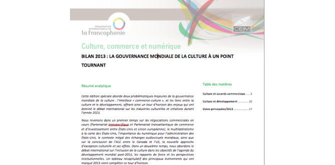 Bilan 2013 : la gouvernance mondiale de la culture à un point (...)