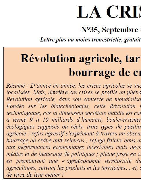 Révolution agricole, tarte à la crème et bourrage de crâne !