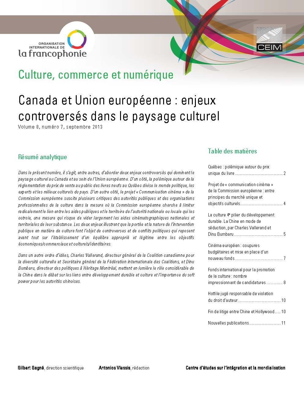 Canada et Union européenne : enjeux controversés dans le paysage culturel 
