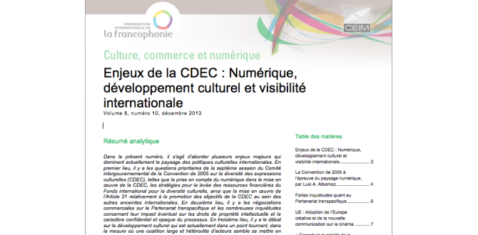 Enjeux de la CDEC : Numérique, développement culturel et visibilité (...)