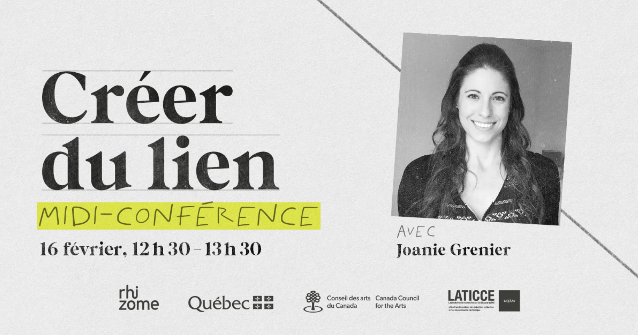Créer du lien — Midi-conférence avec Joanie Grenier