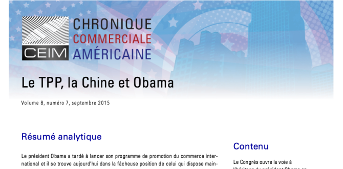 Le TPP, la Chine et Obama