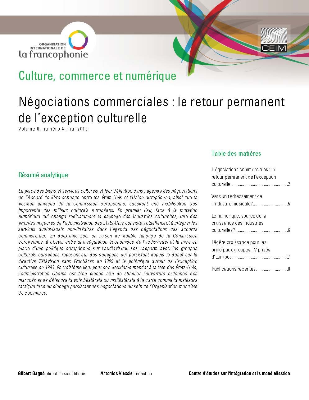 Négociations commerciales : le retour permanent de l'exception culturelle