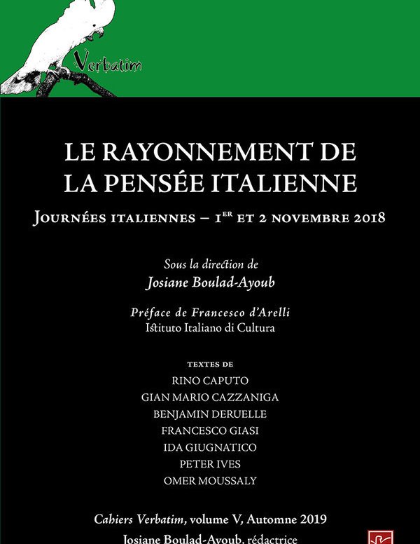 Le rayonnement de la pensée Italienne - Cahiers Verbatim V